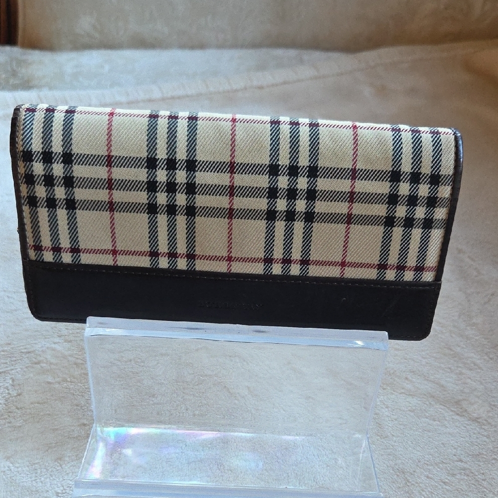 Burberry Black and Cream Plaid Wallet